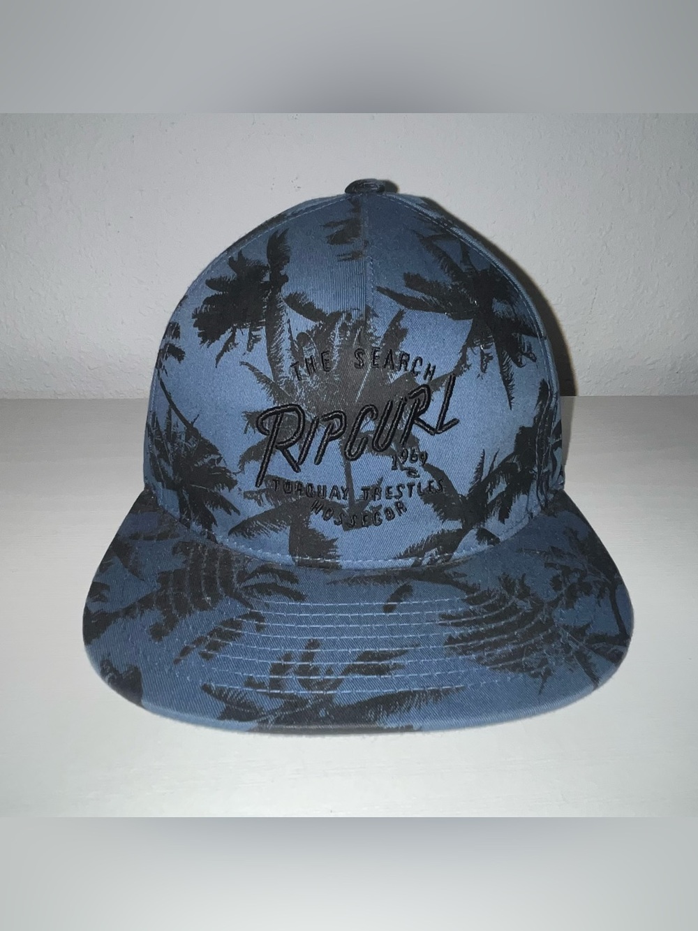 Rip Curl Blue Palm-Print Flat-Brim Snap Back Hat
